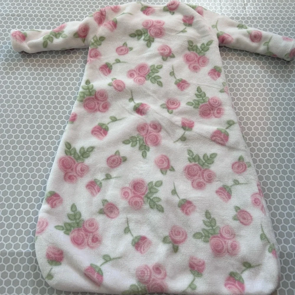 H B Rose Full Zip Fleece Sleep Sack - Pink Rose Print Size 6-12M